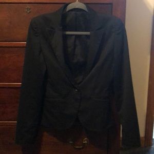 Black cotton sateen blazer